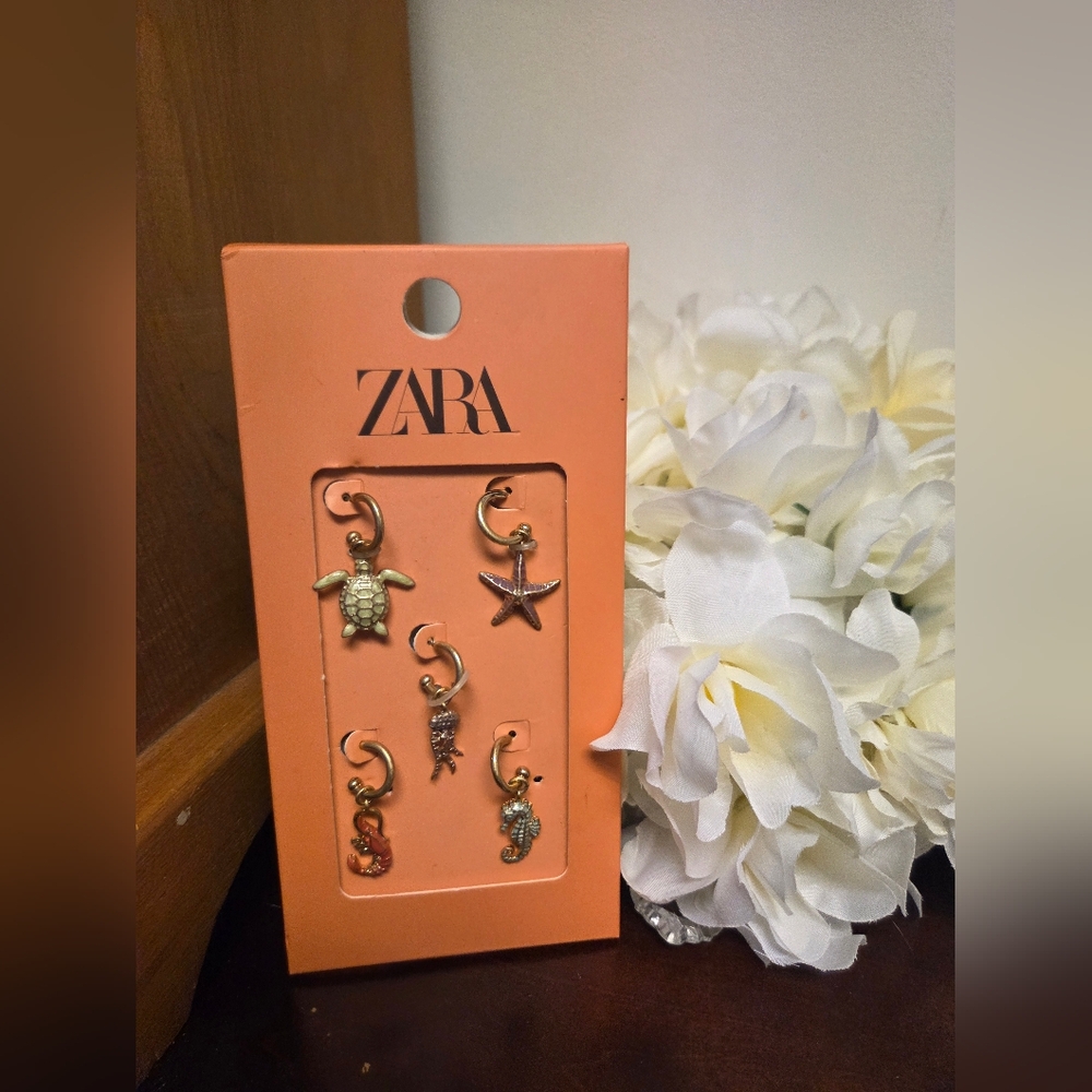 Zara hoop earrings with nautical-themed charms.